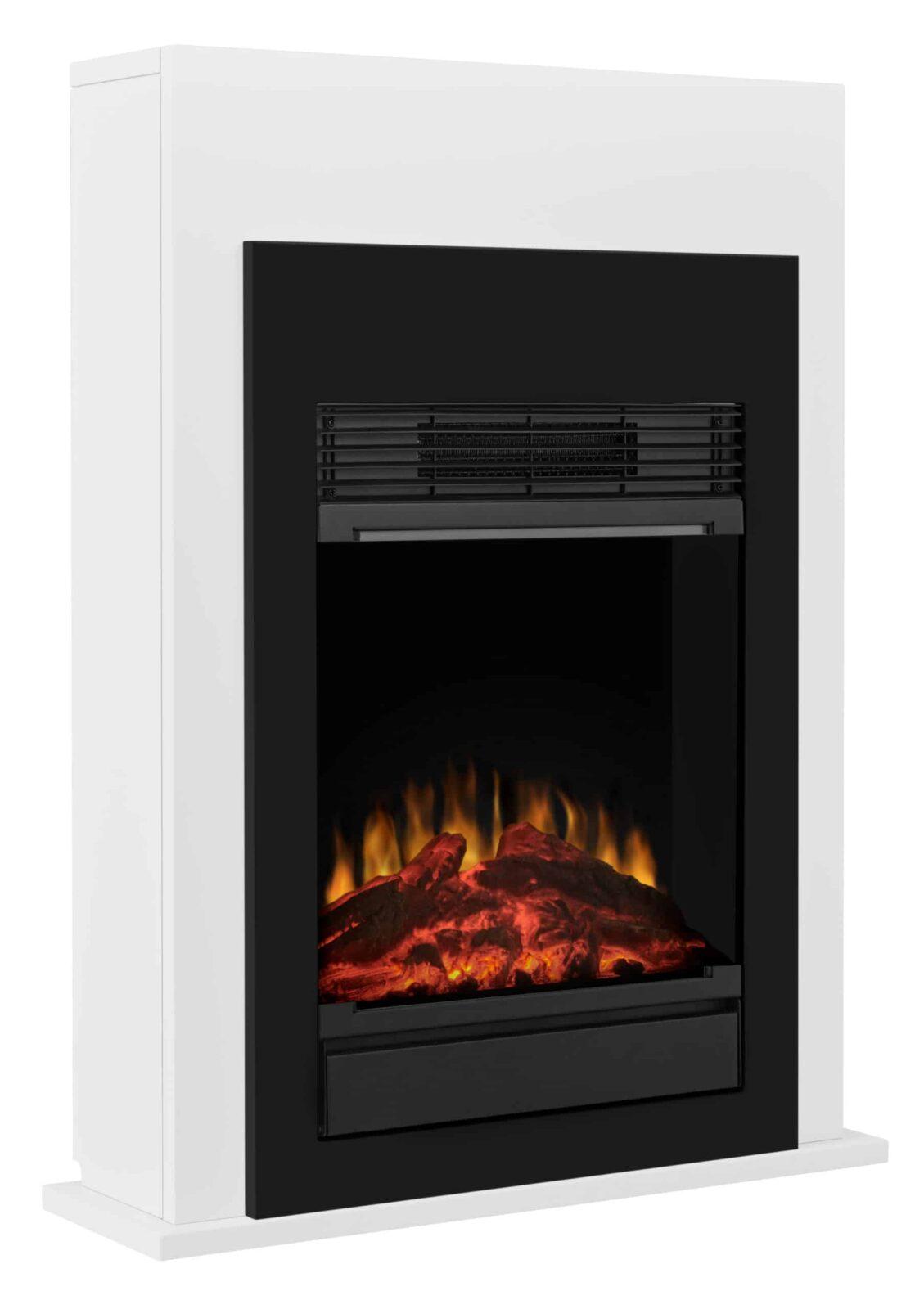 Bellini LED Dimplex Eπιδαπέδιο ηλεκτρικό τζάκι με επένδυση από MDF λευκού και μαύρου χρώματος. - Image 3