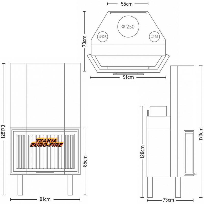 Ενεργειακό τζάκι πρισματικό 80W3P - Image 2