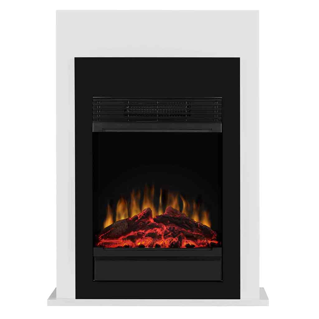 Bellini LED Dimplex Eπιδαπέδιο ηλεκτρικό τζάκι με επένδυση από MDF λευκού και μαύρου χρώματος.
