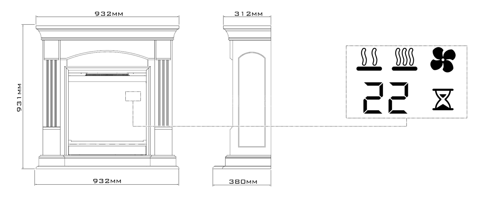 Campana Dimplex Eπιδαπέδιο ηλεκτρικό τζάκι με επένδυση από MDF. - Image 3