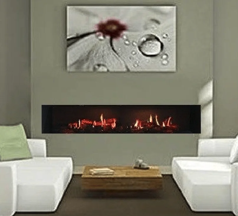 Dimplex Opti-V εντοιχιζόμενο ηλεκτρικό τζάκι τεχνολογία με τρισδιάστατη φλογα φωτιζόμενων εσωτερικά ξύλων που σιγοκαίνε.