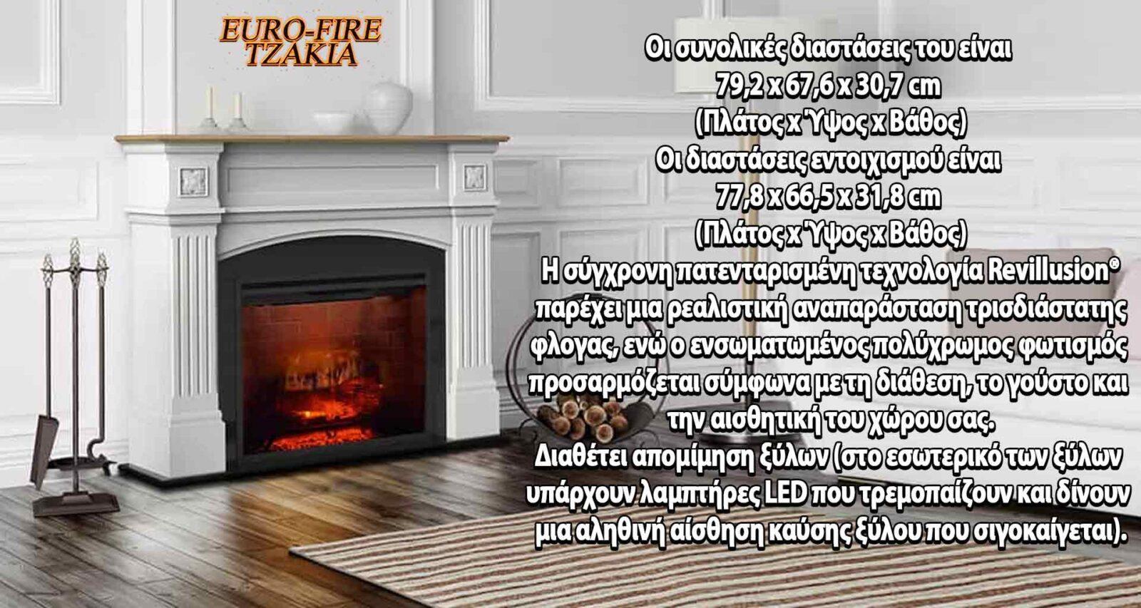 Revillusion 30 Concrete Dimplex Ηλεκτρικό τζάκι εντιχοιζόμενη εστία ένθετη με ξύλα Led και φλόγα εικονική. - Image 2