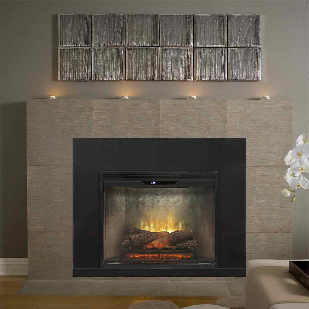 Revillusion 30 Concrete Dimplex Ηλεκτρικό τζάκι εντιχοιζόμενη εστία ένθετη με ξύλα Led και φλόγα εικονική.