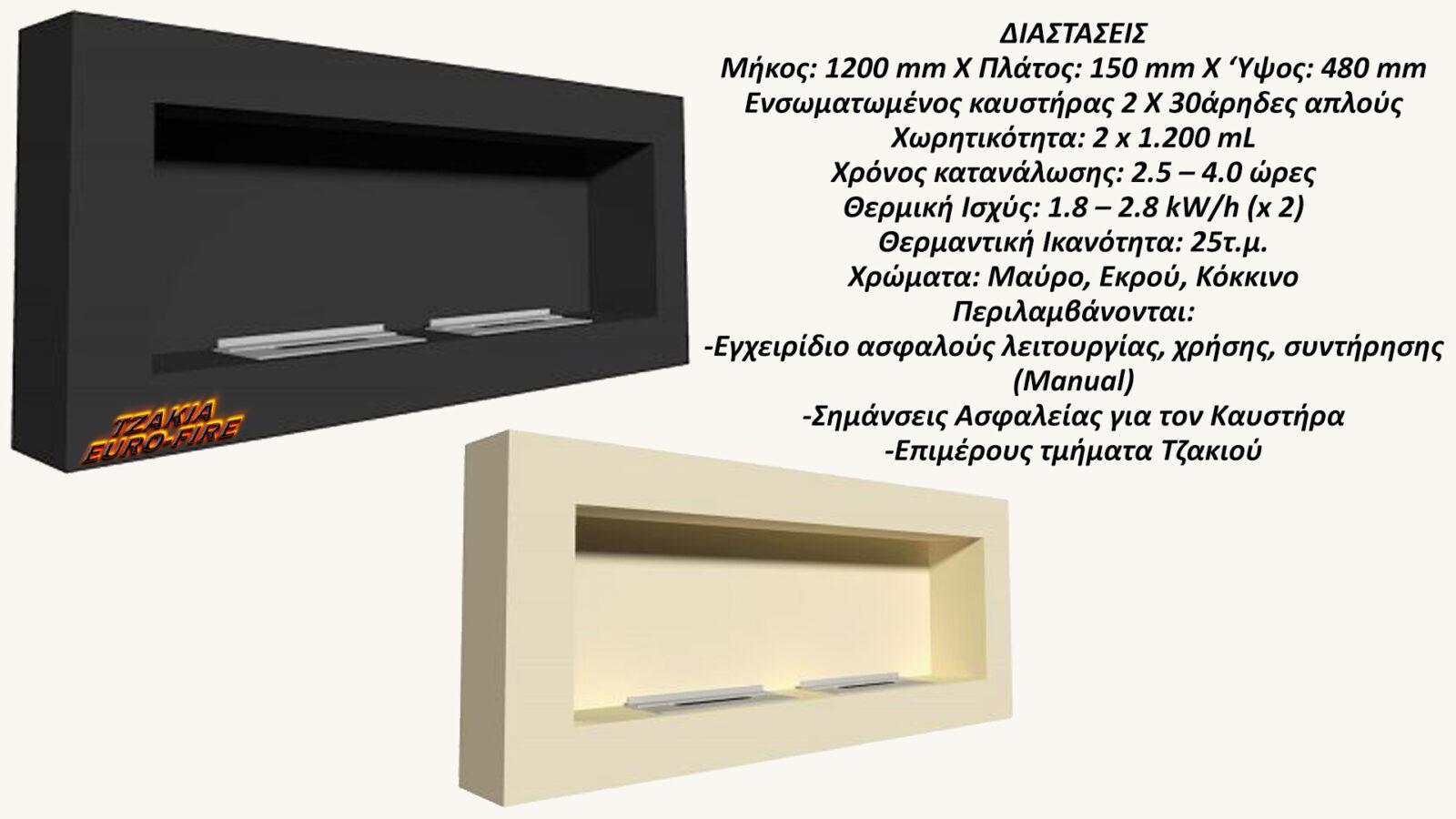 Κρεμαστά Απλό 3 Επιτοίχιο οικολογικό τζάκι βιοαιθανόλης οικολογικό χωρίς καμινάδα. - Image 2