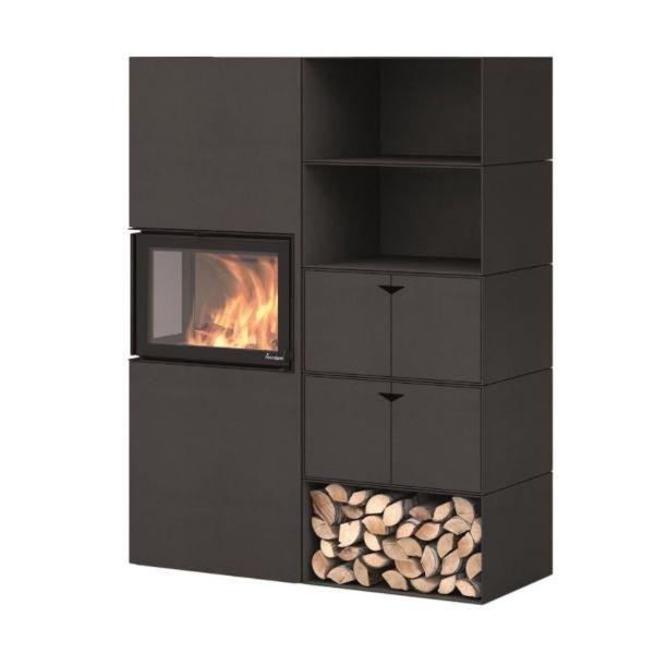 Box Black Nordpeis Ενεργειακό τζάκι Γωνιακό Δύο Όψεων