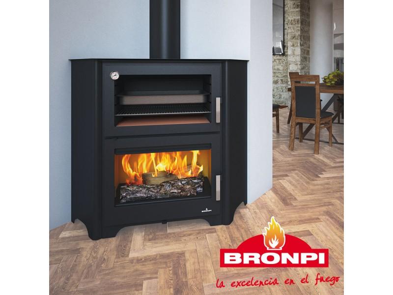 MURANO-R BRONPI Γωνιακή Μεταλλική Ενεργειακή Σόμπα Ξύλου με Φούρνο για γωνία τοίχου