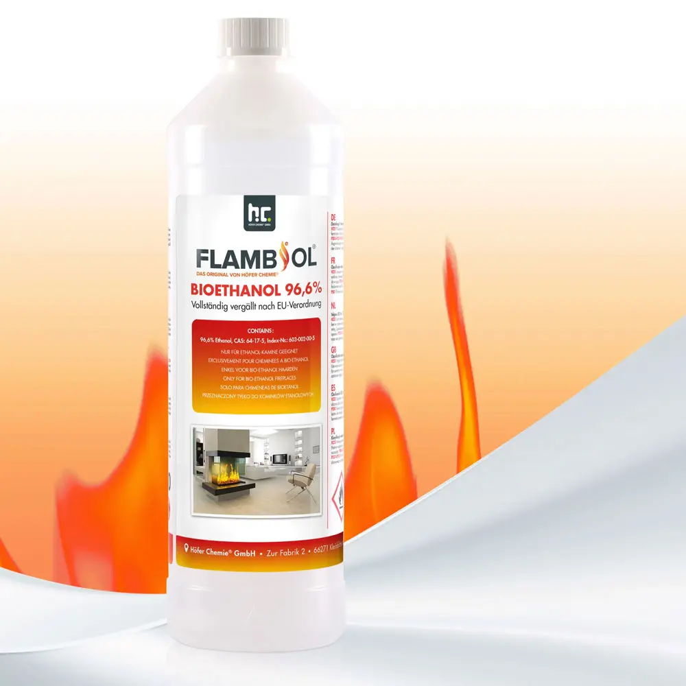 Βιοαιθανόλη υγρό καύσιμο για τζάκια 96.6% Hofer Chemie 1L - Image 3