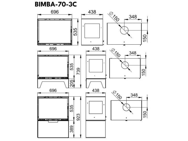 BIMBA 70 3C BRONPI Ενεργειακό Ένθετο τζάκι ξύλου - Image 2