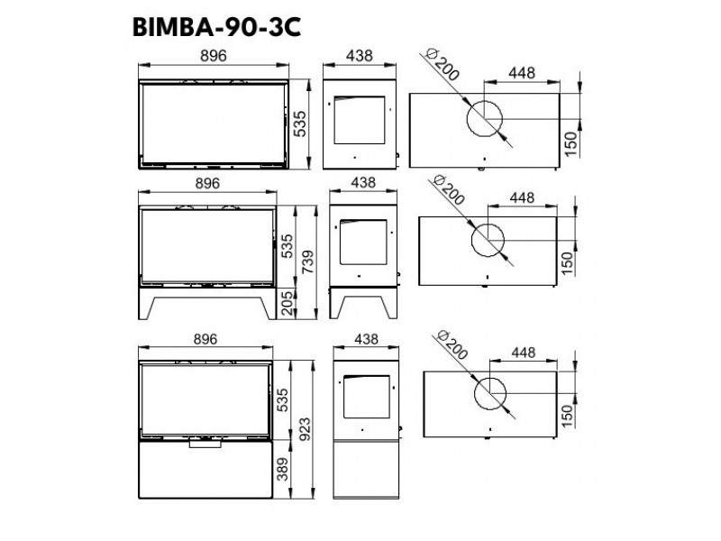 BIMBA 90 3C BRONPI Ενεργειακό Ένθετο τζάκι ξύλου - Image 3