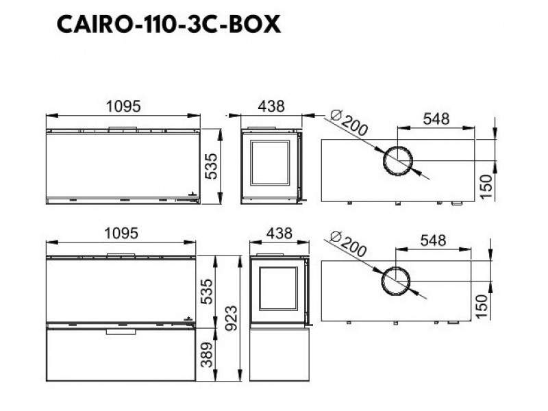 CAIRO 110 3C BOX BRONPI Ενεργειακό Ένθετο τζάκι ξύλου - Image 2